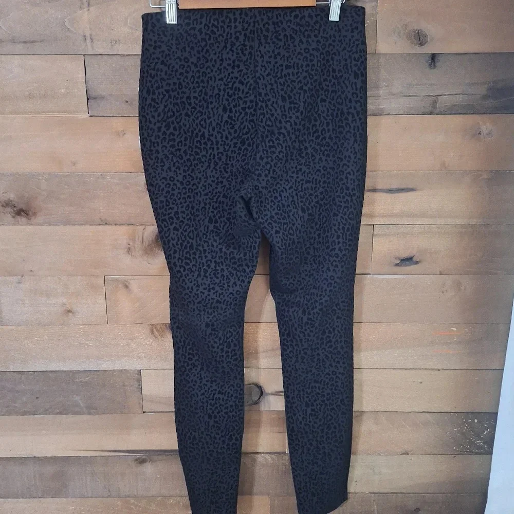 Nanette Lepore Velvet Animal Print Black Pull-On Crop Ankle Skinny Pants Medium